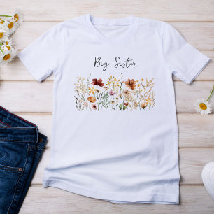 ビッグシスターウォーターカラーワイルドフラワーかわいらしフローラ Tシャツ