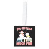 ビッグシスターズは雪の多くのおもしろい-雪だるまパン キューブオーナメント (正面)