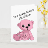 ビッグシスターテディベアグリーテパーソナライズされたィングカード カード (黄色い花)