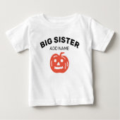 ビッグシスターハッピーハローウィンパンプキパーソナライズされたン ベビーTシャツ (正面)