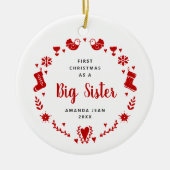 ビッグシスターパーソナライズされたガールネームフェスティバルリース セラミックオーナメント (正面)
