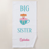 ビッグシスターパーソナライズされたティーカカスタムップ文字 ビーチタオル (正面)