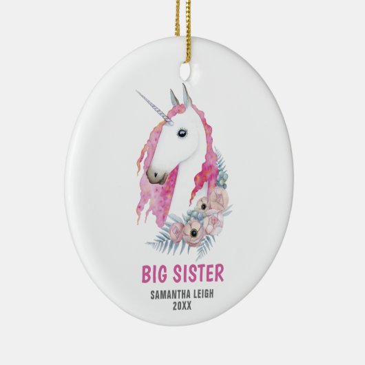 ビッグシスターパーソナライズされた名水色ユニコーン セラミックオーナメント (右)