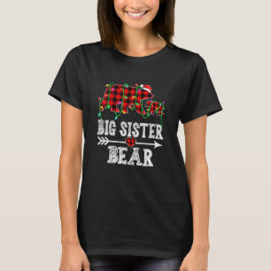ビッグシスターベアークリスマスパジャマレッドプレイドバッファロー Tシャツ
