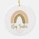 ビッグシスターボホーレインボーピンクパーソナライズされた金ゴールド セラミックオーナメント (裏面)