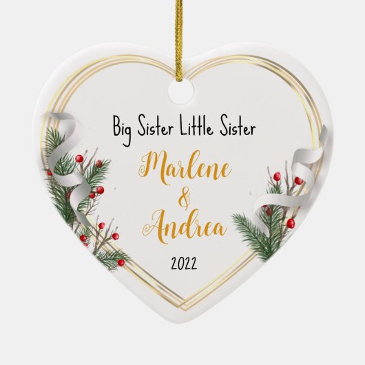 ビッグシスターラブフォトホリーパイン金ゴールドフレーム セラミックオーナメント (裏面)