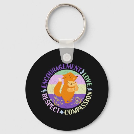 ビッグシスターラブ – 兄弟姉妹ボンディングキツネ キーホルダー (正面)