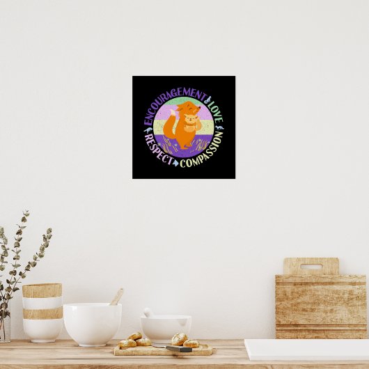 ビッグシスターラブ – 兄弟姉妹ボンディングキツネ ポスター (キッチン)