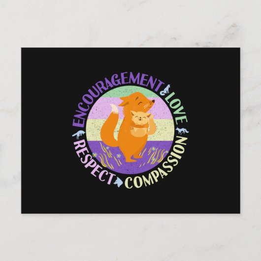 ビッグシスターラブ – 兄弟姉妹ボンディングキツネ ポストカード (正面)