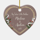 ビッグシスターリトルシスターフォトフレームカスタム金ゴールド セラミックオーナメント (裏面)