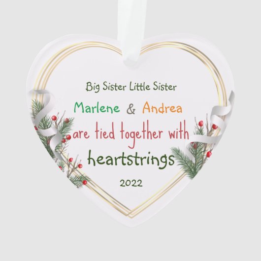 ビッグシスターリトルシスターラブ引用文カスタム写真 オーナメント (裏面)