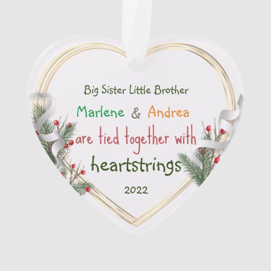 ビッグシスターリトルブラザーフォトフレームカスタム金ゴールド オーナメント (裏面)