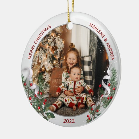 ビッグシスターリトルブラザー暖かい引用文シルバーフレーム セラミックオーナメント (左)