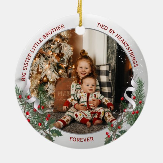 ビッグシスターリトルブラザー暖かい引用文シルバーフレーム セラミックオーナメント (裏面)