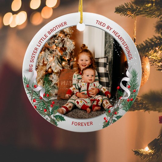 ビッグシスターリトルブラザー暖かい引用文シルバーフレーム セラミックオーナメント