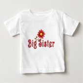 ビッグシスターレッドフラワーお洒落兄弟姉妹 ベビーTシャツ (正面)