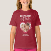 ビッグシスター兄弟姉妹ハート写真と名前に昇格 Tシャツ (正面)