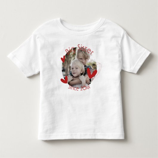 ビッグシスター兄弟姉妹写真ハートかわいい トドラーTシャツ (正面)