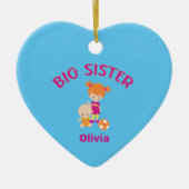 ビッグシスター名とベビーブラザー年ハートの形 セラミックオーナメント (正面)