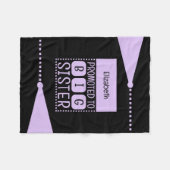 ビッグシスター名前をカスタムするブラックパープル フリースブランケット (正面(横))