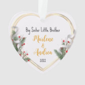 ビッグシスター新生児フォトホリーパイン金ゴールドフレーム オーナメント (裏面)