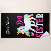 ビッグシスター魔法のユニコーンとレインボーマネ&テール ビーチタオル (正面)