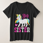 ビッグシスター魔法のユニコーンとレインボーマネ&テール プラスサイズTシャツ (デザイン正面)