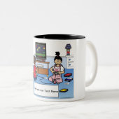 ビッグシスター、叔母、ベビーシッター – 1男の子、1女の子漫画 ツートーンマグカップ (正面右)