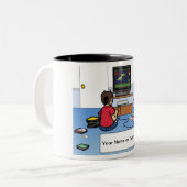 ビッグシスター、叔母、ベビーシッター – 1男の子、1女の子漫画 ツートーンマグカップ (正面左)