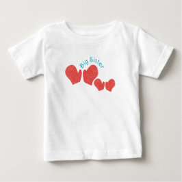 ビッグシスターTシャツ - 赤いミトンテーマ ベビーTシャツ