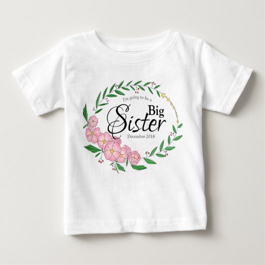 ビッグシスターto be flowerリース ベビーTシャツ (正面)