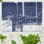 ビッグシティナイトライト街並みスカイライン キッチンタオル (折り畳み)