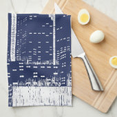 ビッグシティナイトライト街並みスカイライン キッチンタオル (四つ折り)