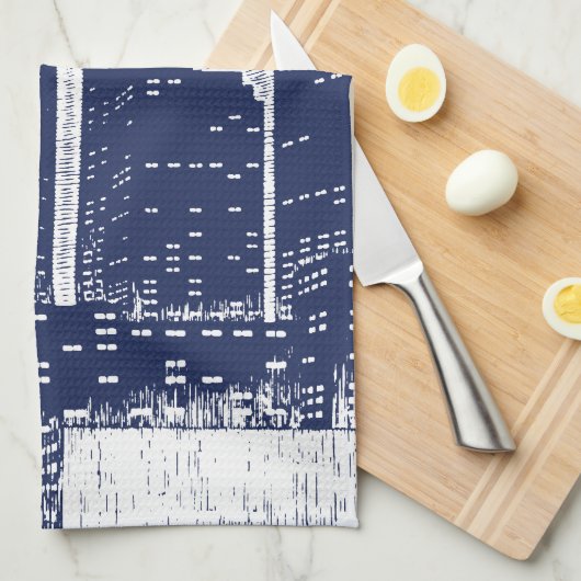ビッグシティナイトライト街並みスカイライン キッチンタオル (四つ折り)