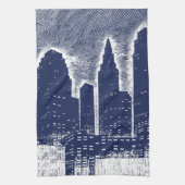 ビッグシティナイトライト街並みスカイライン キッチンタオル (縦)