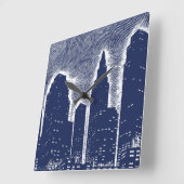 ビッグシティナイトライト街並みスカイライン スクエア壁時計 (傾斜)