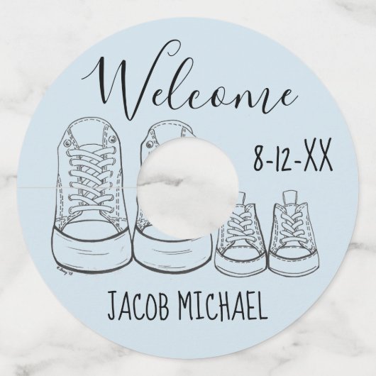 ビッグシューズベビーシューズシャワーバプテスマ《キリスト教》洗礼式や命名式 ワイングラスタグ (正面)