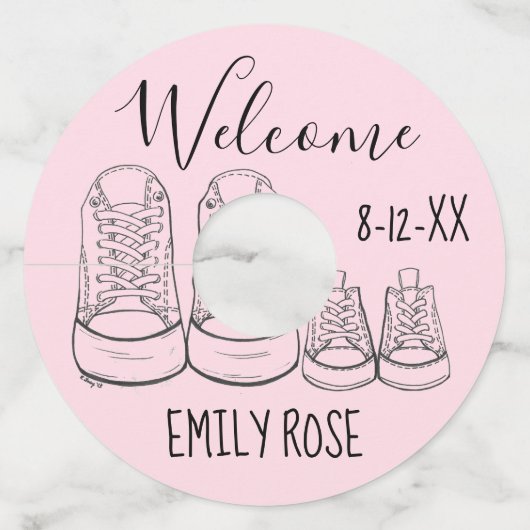 ビッグシューズベビーシューズシャワーバプテスマ《キリスト教》洗礼式や命名式 ワイングラスタグ (正面)