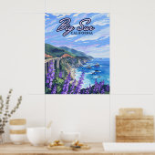 ビッグシュールカリフォルニアコーストラインレトロウエストコースト ポスター (キッチン)