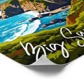 ビッグシュールカリフォルニアヴィンテージ旅行イラストレーション ポスター (角)