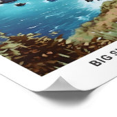 ビッグシュールカリフォルニア州のブルースカイUSAヴィンテージ旅行 ポスター (角)