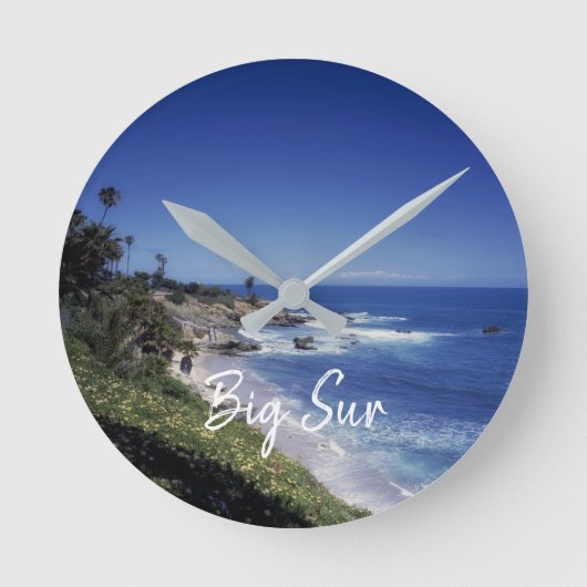 ビッグシュールカリフォルニア海岸線 ラウンド壁時計 (正面)