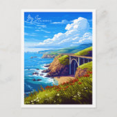 ビッグシュールカリフォルニアUSAヴィンテージ旅行イラストレーション ポストカード (正面)