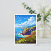 ビッグシュールカリフォルニアUSAヴィンテージ旅行イラストレーション ポストカード (スタンド正面)