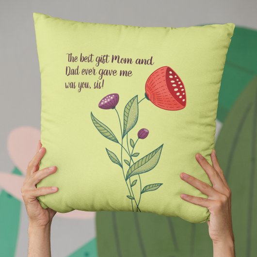 ビッグシースリトルシスター甘い引用文野生の花 クッション