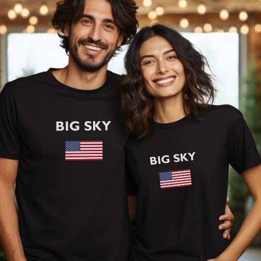 ビッグスカイUSAアメリカ国旗のダークカラー Tシャツ
