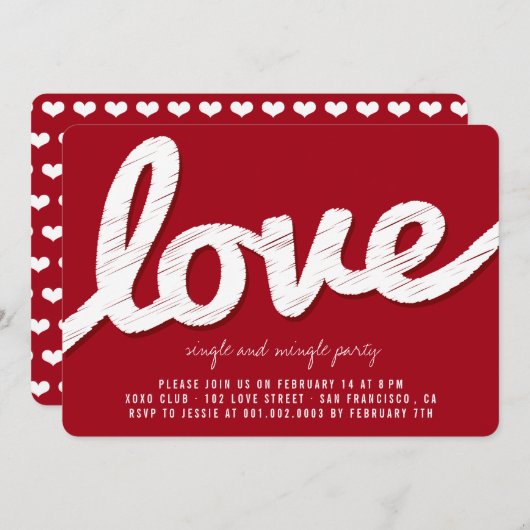 ビッグスケッチ·ラブ·バレンタイン·パーティー招待状 招待状 (正面/裏面)