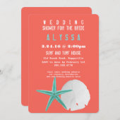 ビッグスターフィッシュサンドドルオレンジブライダルシャワー 招待状 (正面/裏面)