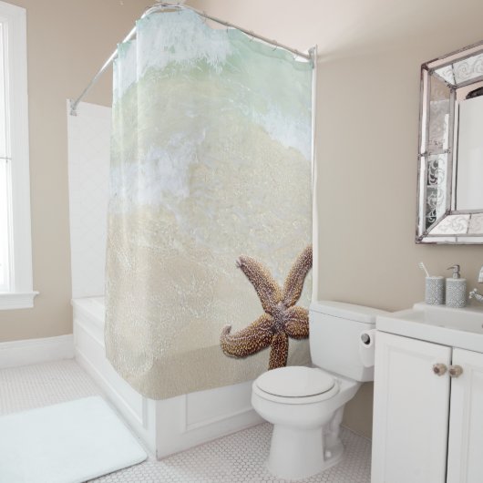 ビッグスターフィッシュトロピカル海ビーチバス シャワーカーテン (インサイチュ)