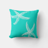 ビッグスターフィッシュブライトターコイズスクエアピロー クッション (正面)